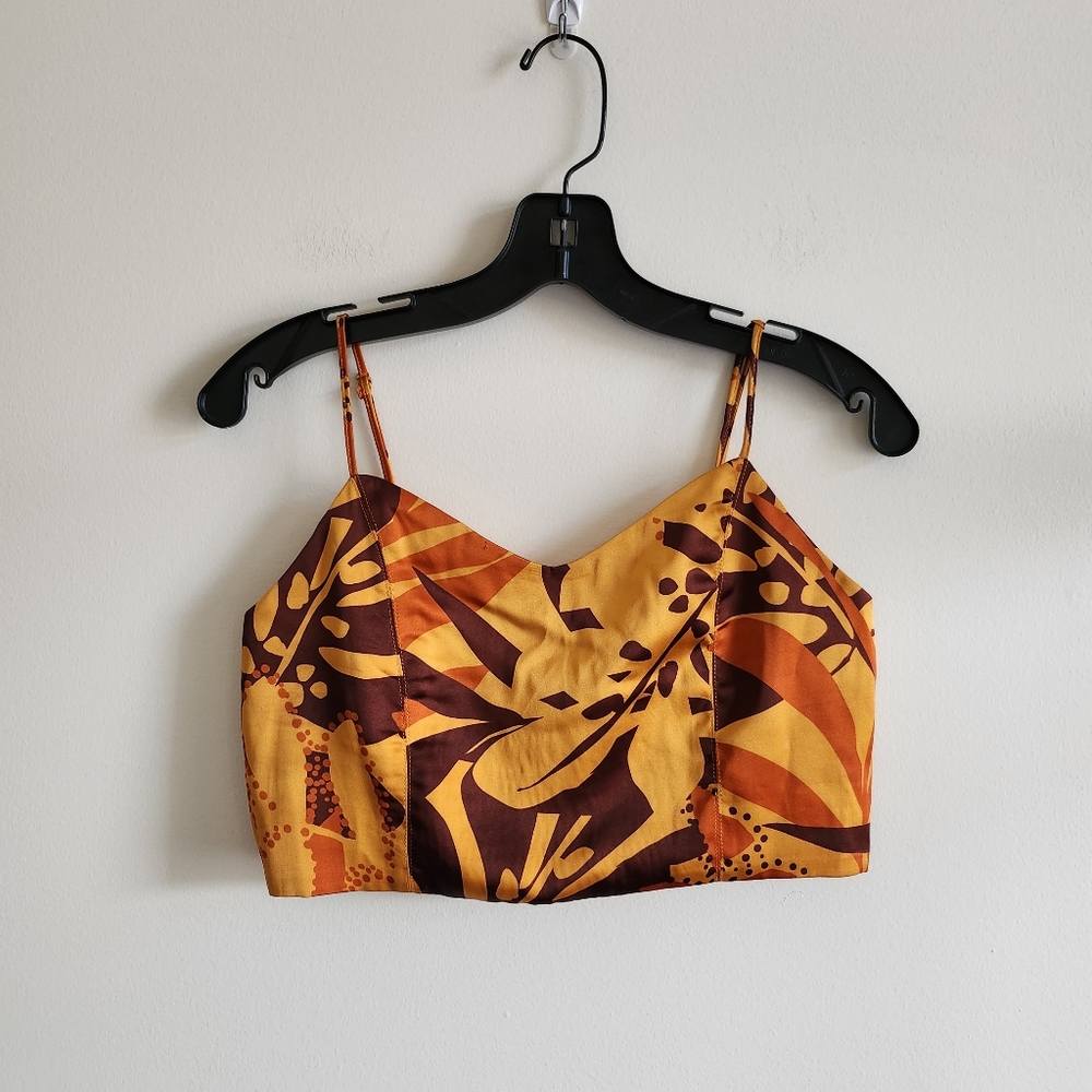 HOUSE OF HARLOW I NWT M Cropped Satin Top I orange brown